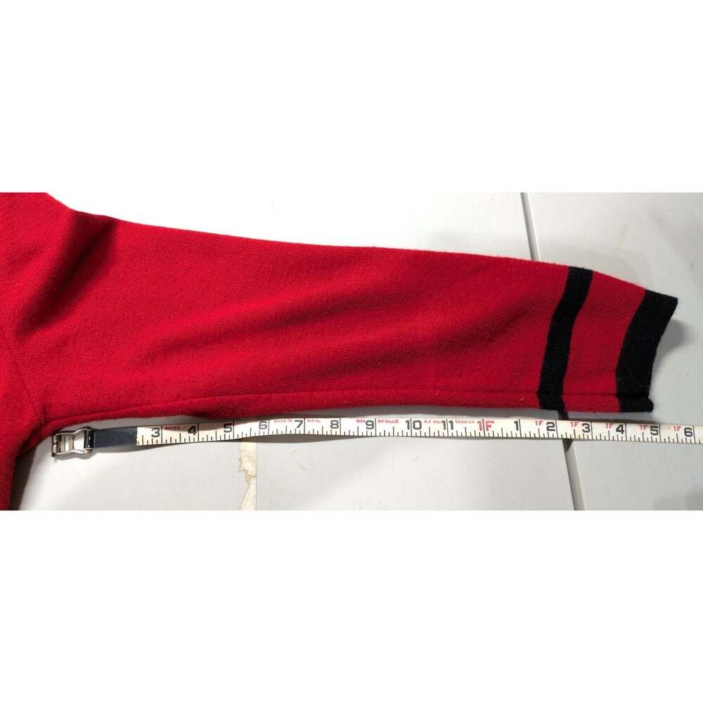 Talbots Sweater Jacket Blazer Red With Black Trim Gold Buttons V-neck XL - Picture 3 of 7